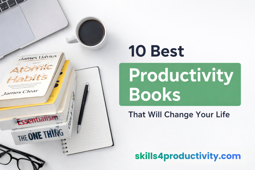 10 best productivity books including Atomic Habits Deep Work Essentialism and The One Thing