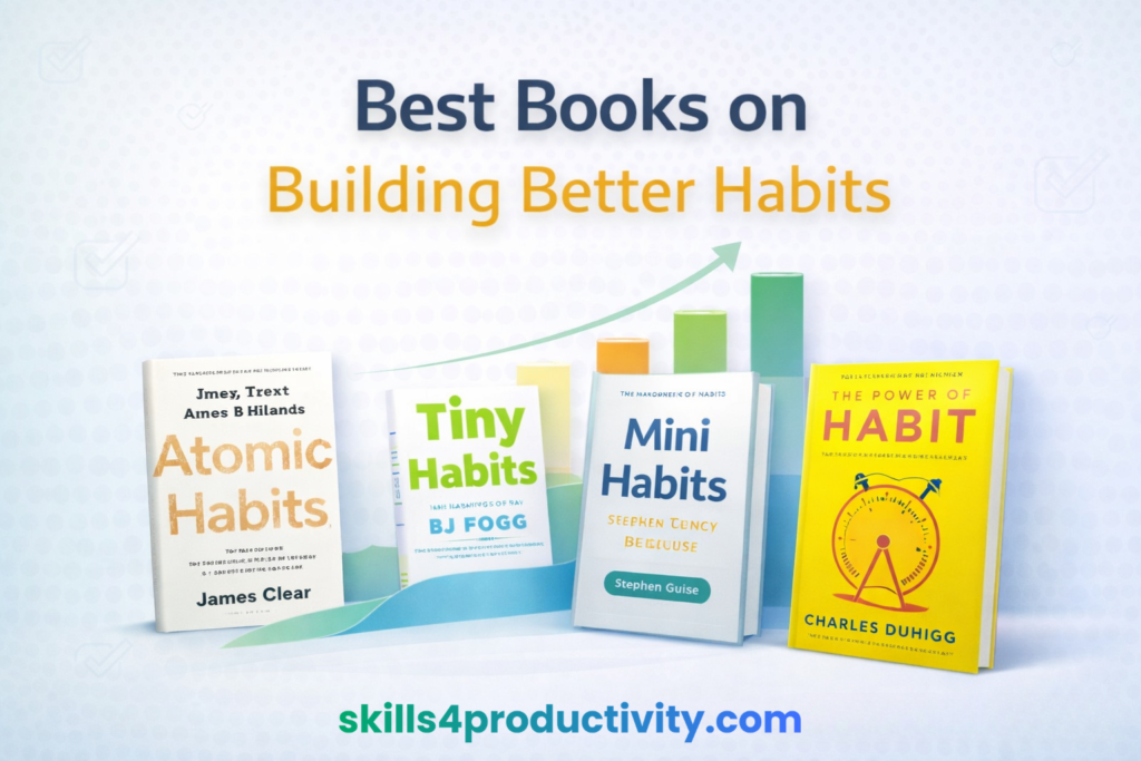Best books on building better habits including Atomic Habits, Tiny Habits, Mini Habits and The Power of Habit