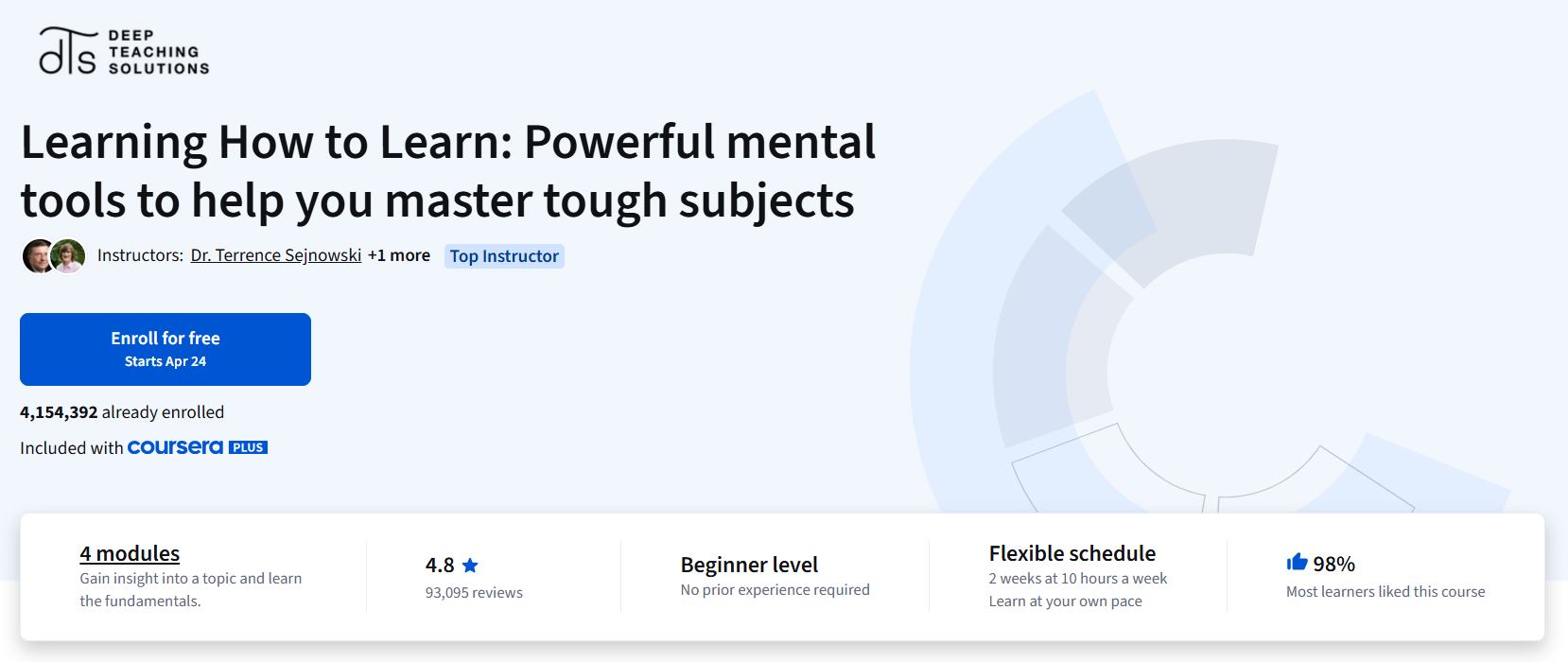 Learning How to Learn course banner on Coursera