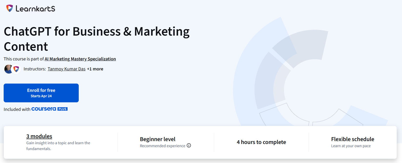 ChatGPT for Business and Marketing Content course banner on Coursera