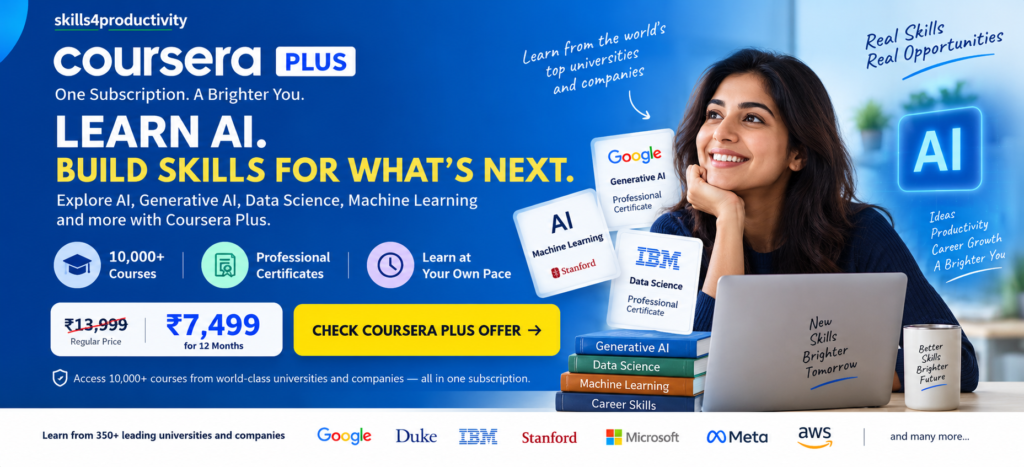 Coursera Plus AI learning offer with 10,000+ courses and professional certificates